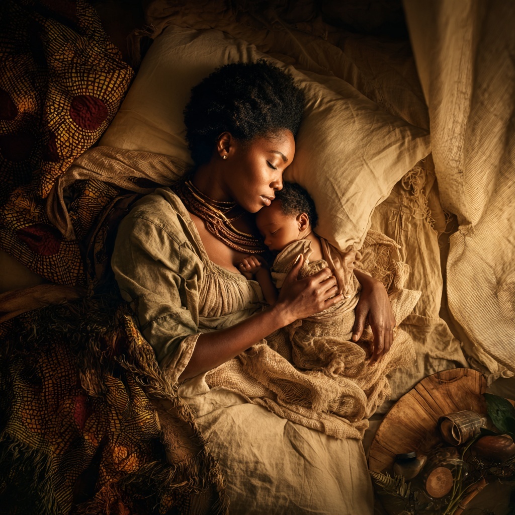 A midwife embraces a pregnant mother in a sunlit autumn room
